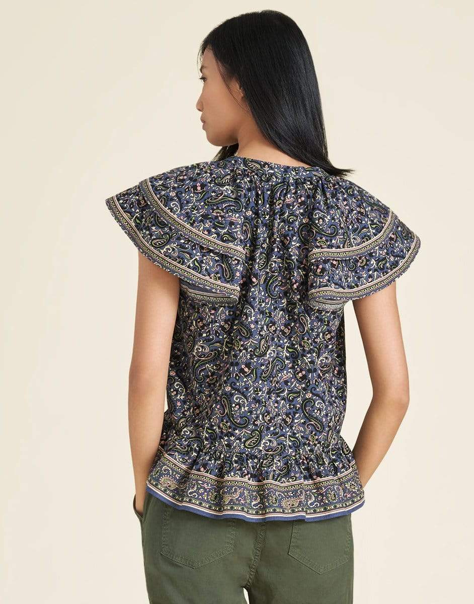 VERONICA BEARD-Mahia Ruffled Paisley Top-