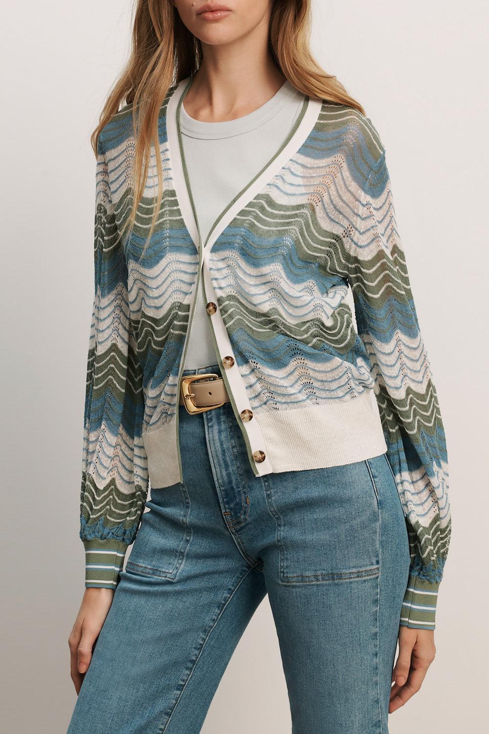 Laurinor Cardigan-STRIPE-XS-CLOTHINGTOPCARDIGAN-VERONICA BEARD