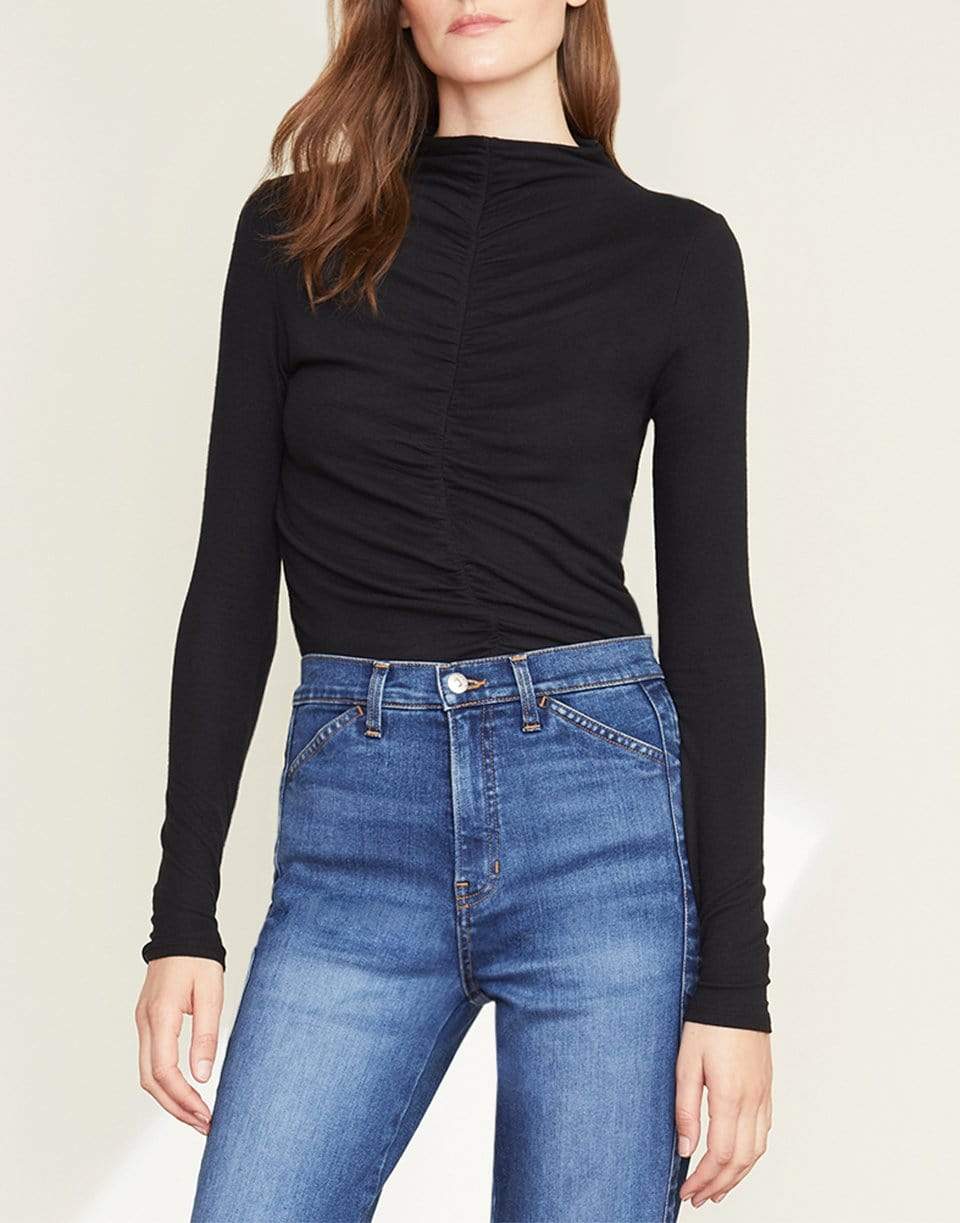VERONICA BEARD-Theresa Ruched Turtleneck - Black-
