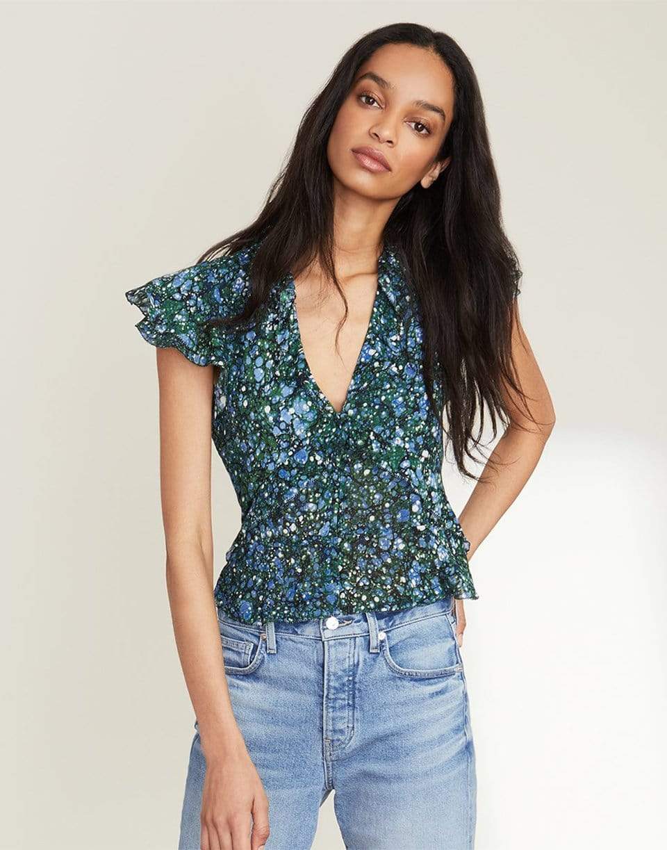 VERONICA BEARD-Riani Marble-Print Top-