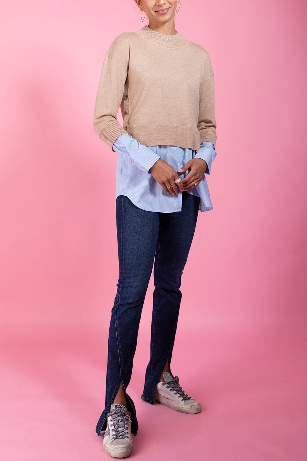 VERONICA BEARD-Beri Mixed Media Pullover-