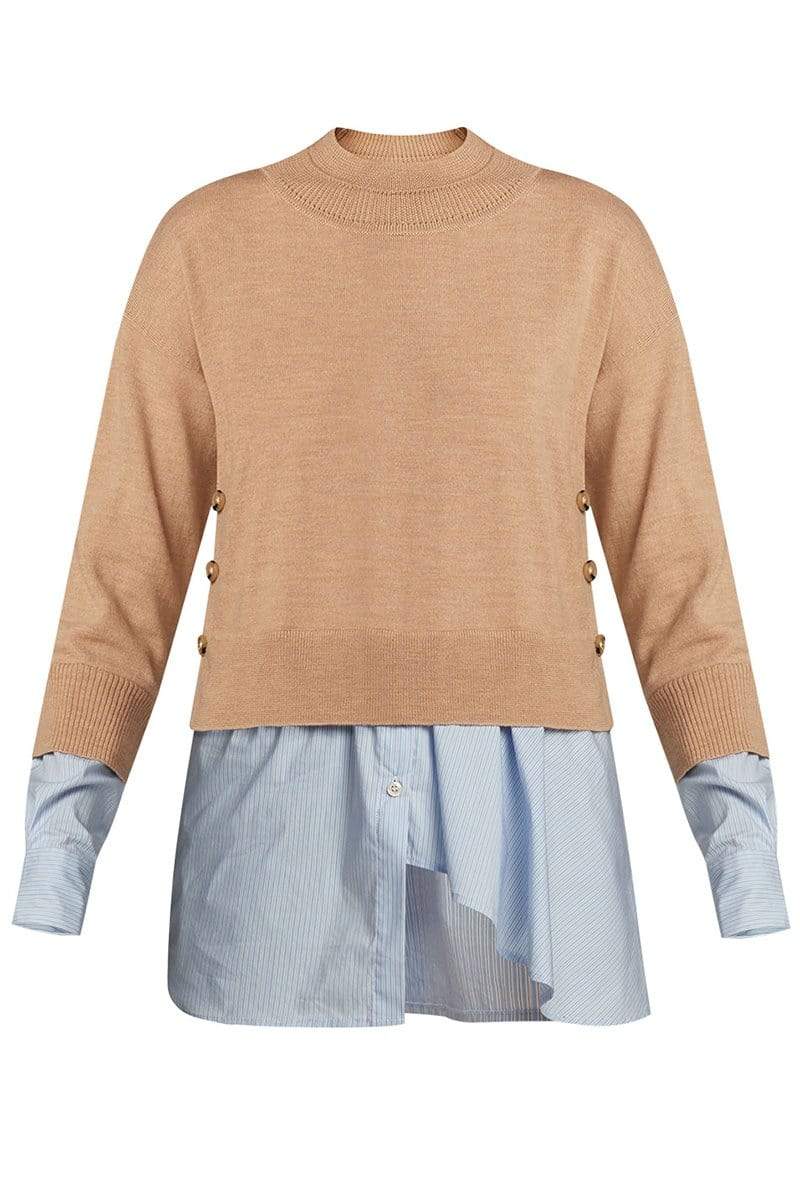 VERONICA BEARD-Beri Mixed Media Pullover-