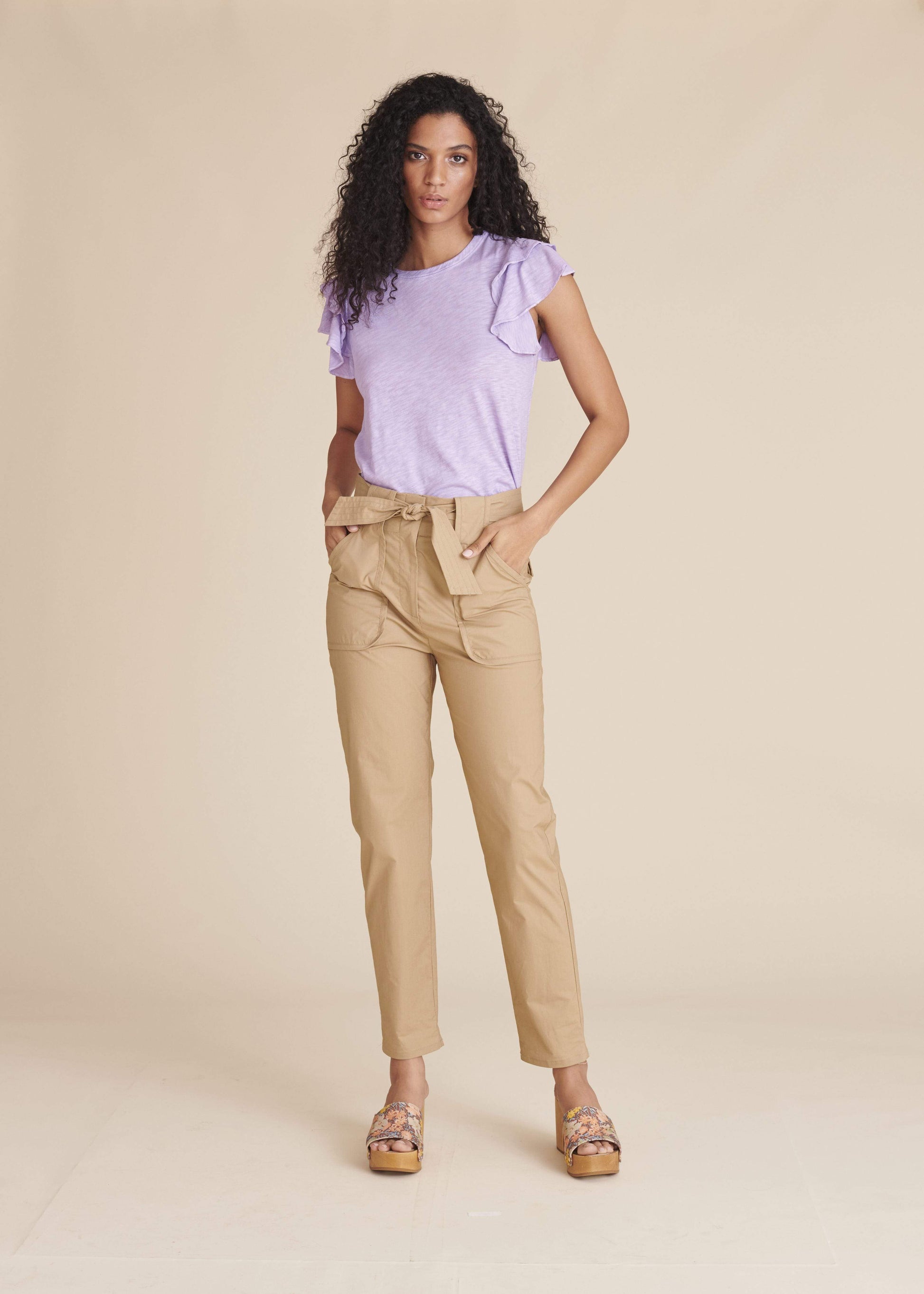 VERONICA BEARD-Akeela Ruffle Tee - Lavender-