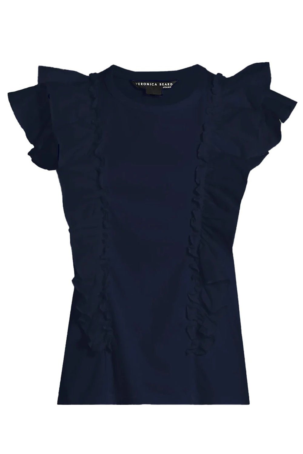 VERONICA BEARD-Bardot Ruffle Tee - Navy-