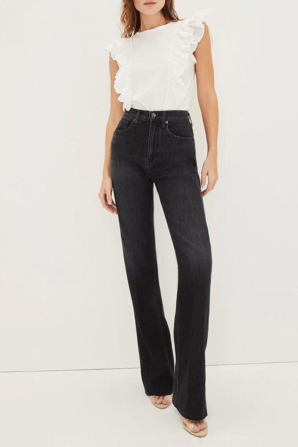 VERONICA BEARD-Bardot Ruffle Tee - White-