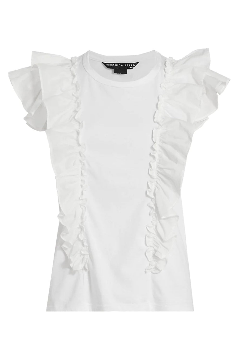 VERONICA BEARD-Bardot Ruffle Tee - White-