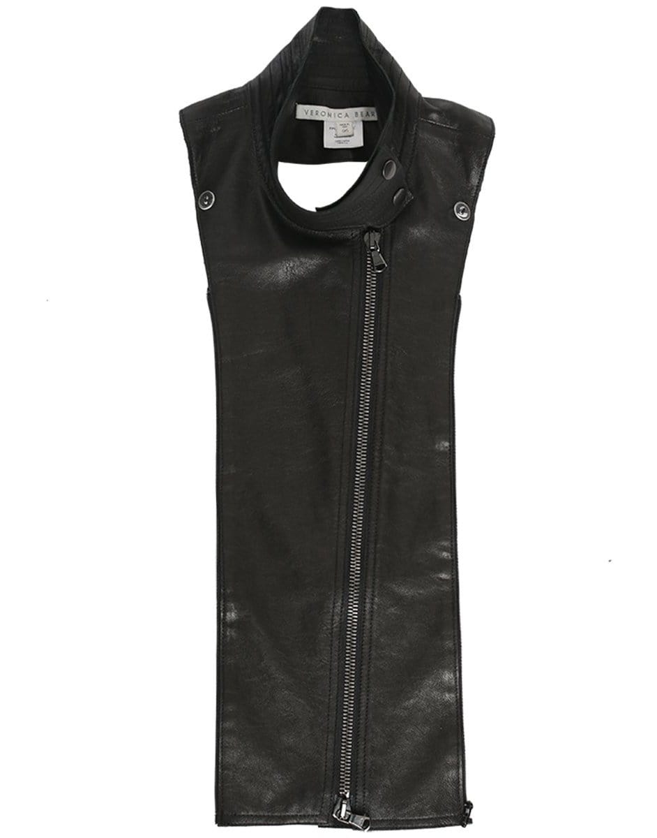 VERONICA BEARD-Leather Moto Dickey-BLACK