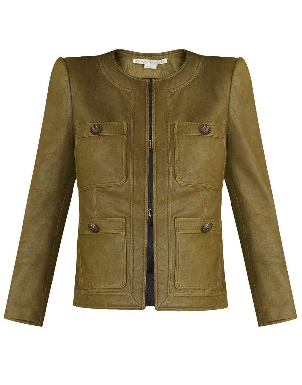 VERONICA BEARD-Shanti Collarless Leather Jacket-