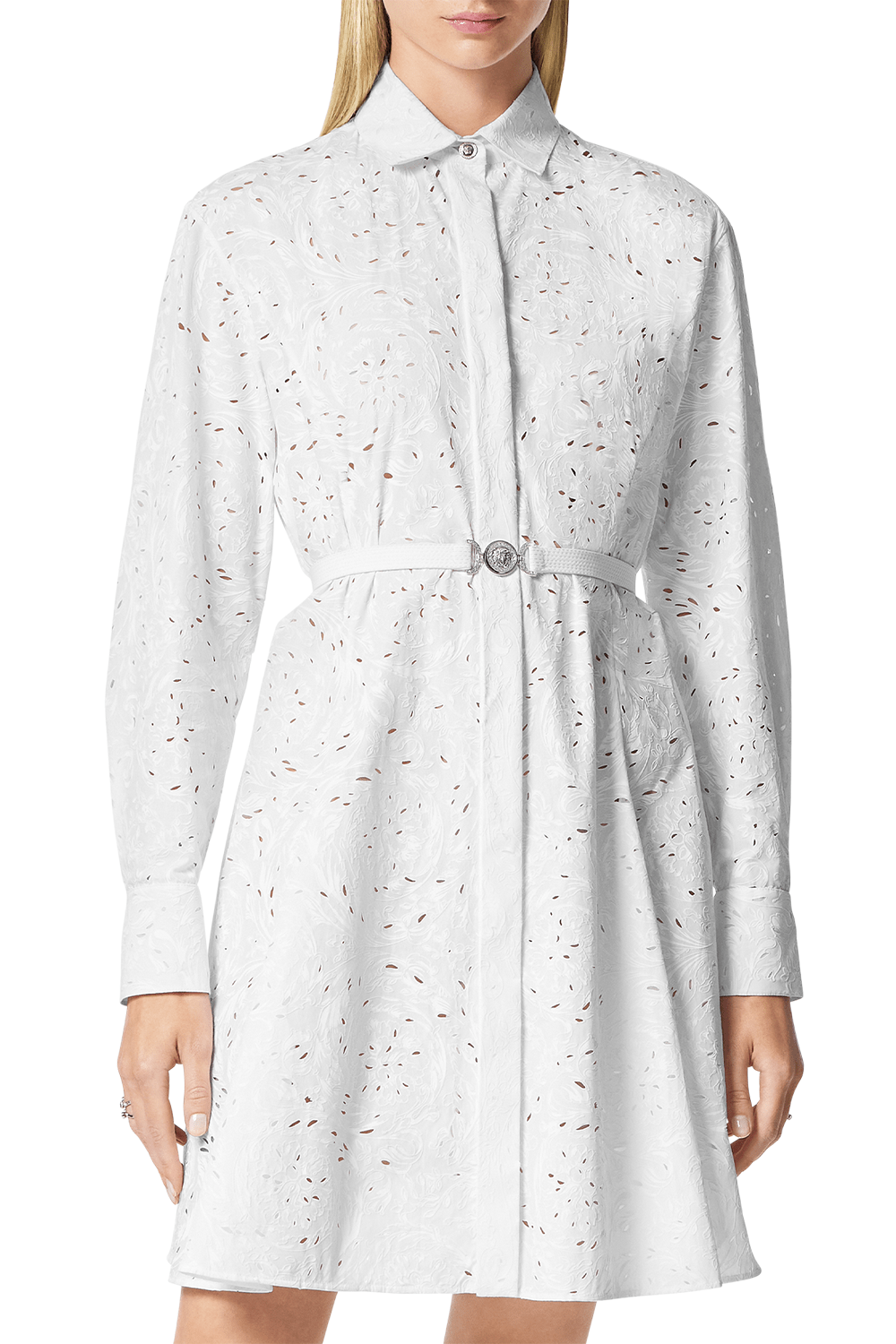 VERSACE-Barocco Midi Shirt Dress - Optical White-