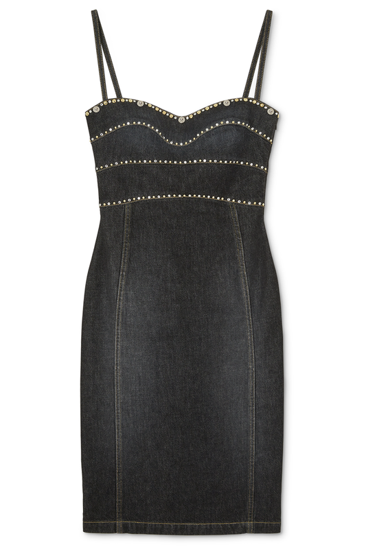 Embellished Fitted Midi Dress-BLACK-38-CLOTHINGDRESSCASUAL-VERSACE