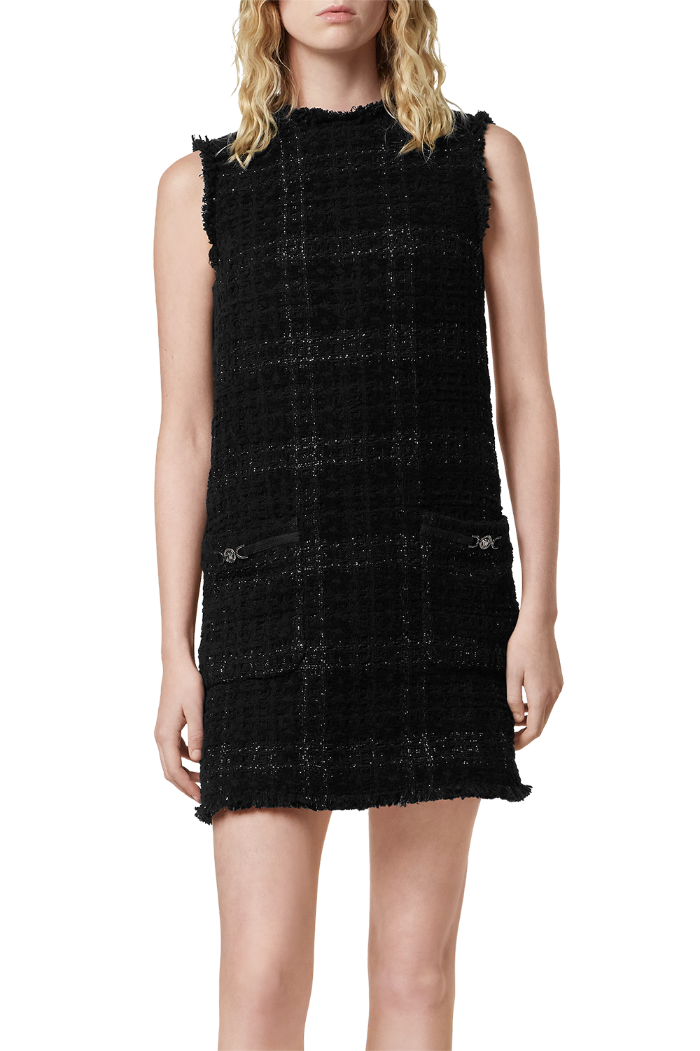 Sleeveless Tonal Dress-BLACK-40-CLOTHINGDRESSCASUAL-VERSACE