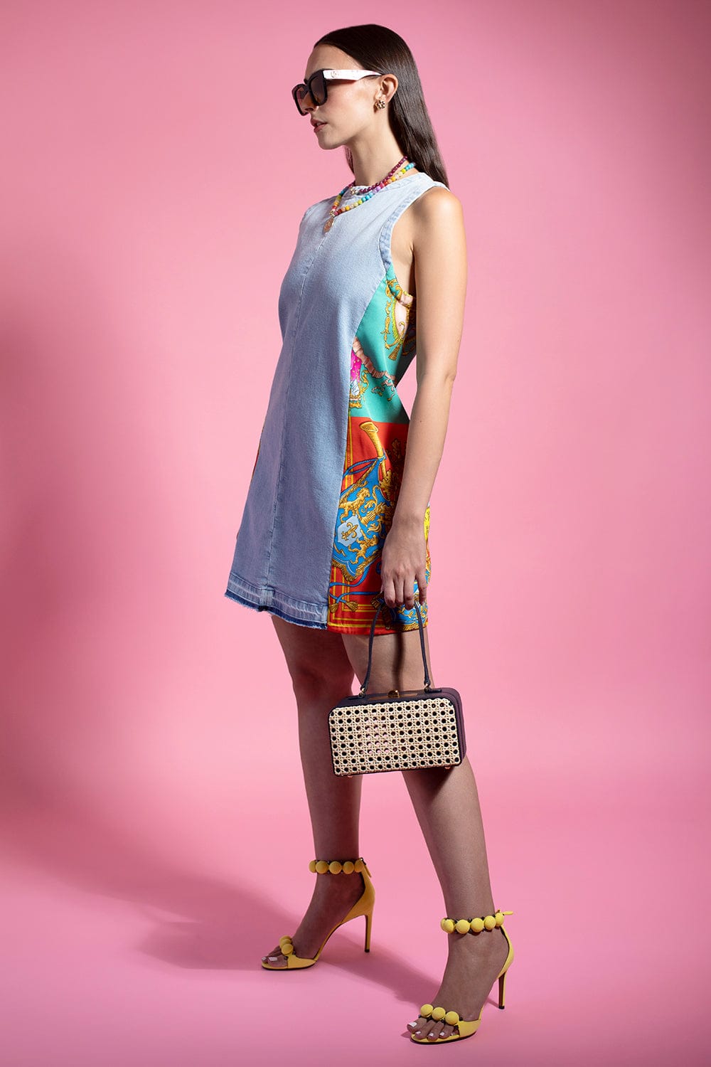 VERSACE-Denim A Line Mini Dress-