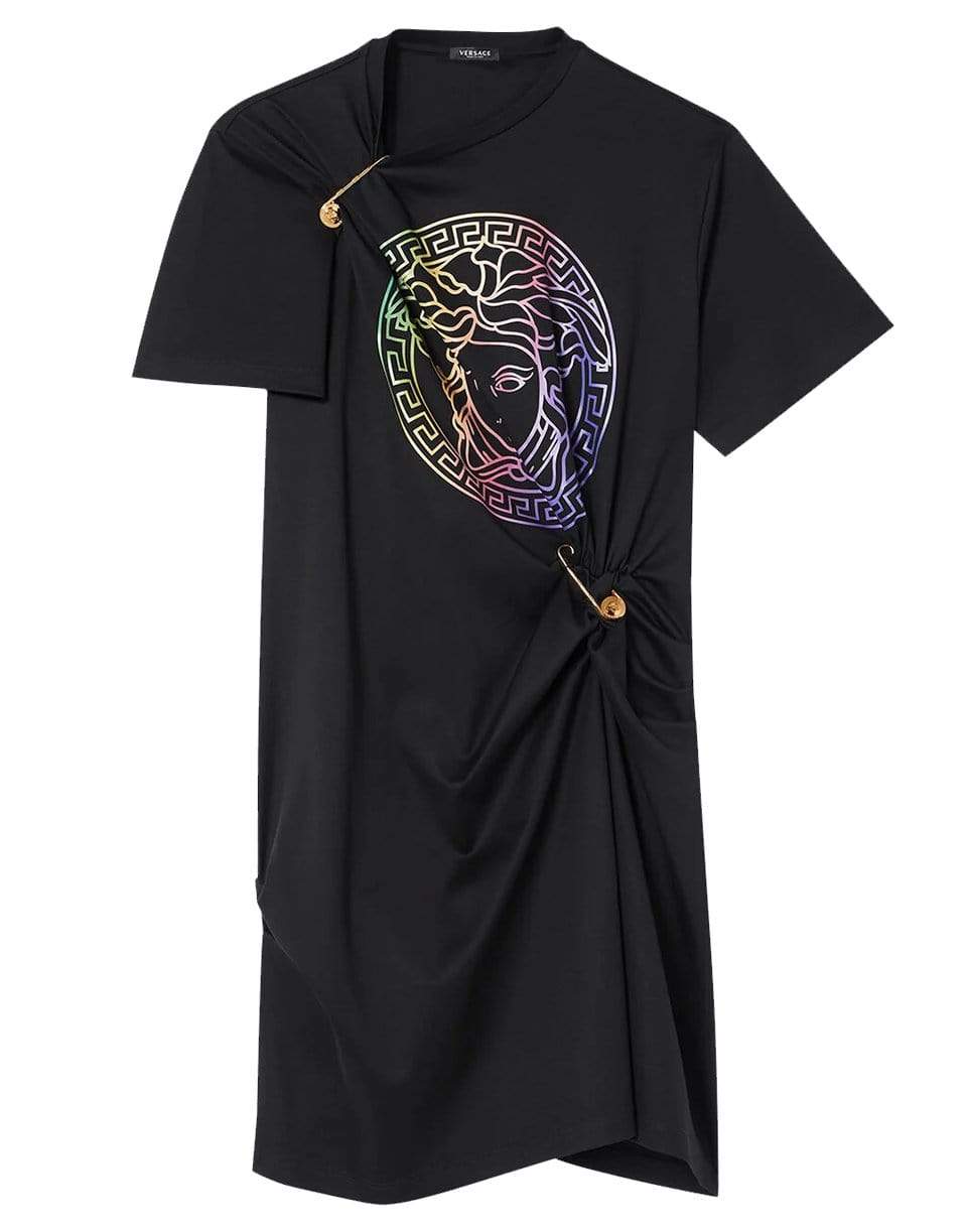 VERSACE-Medusa Gathered T-Shirt Dress-