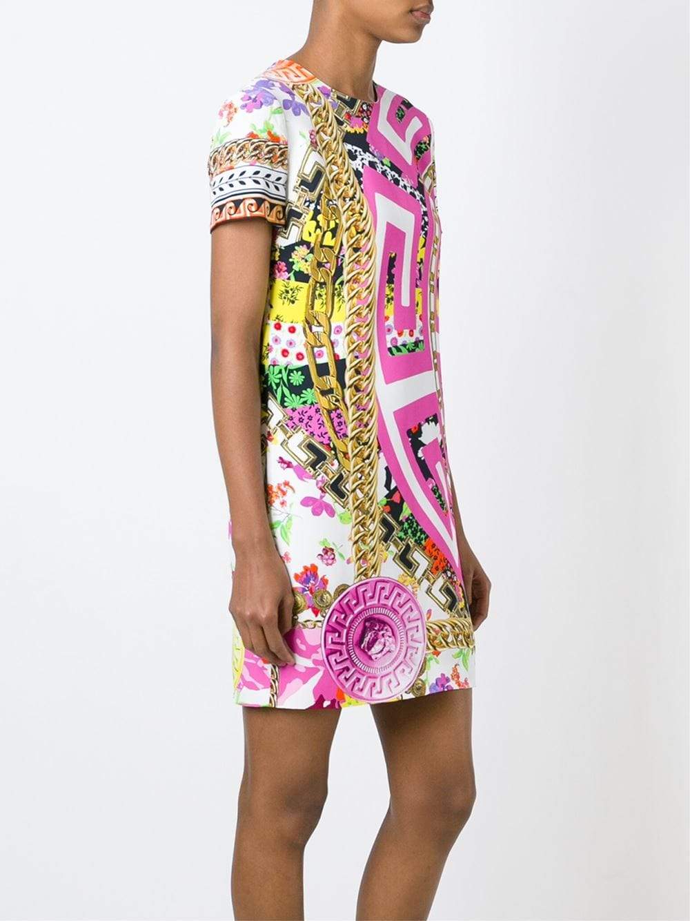 VERSACE-Printed Shift Dress-