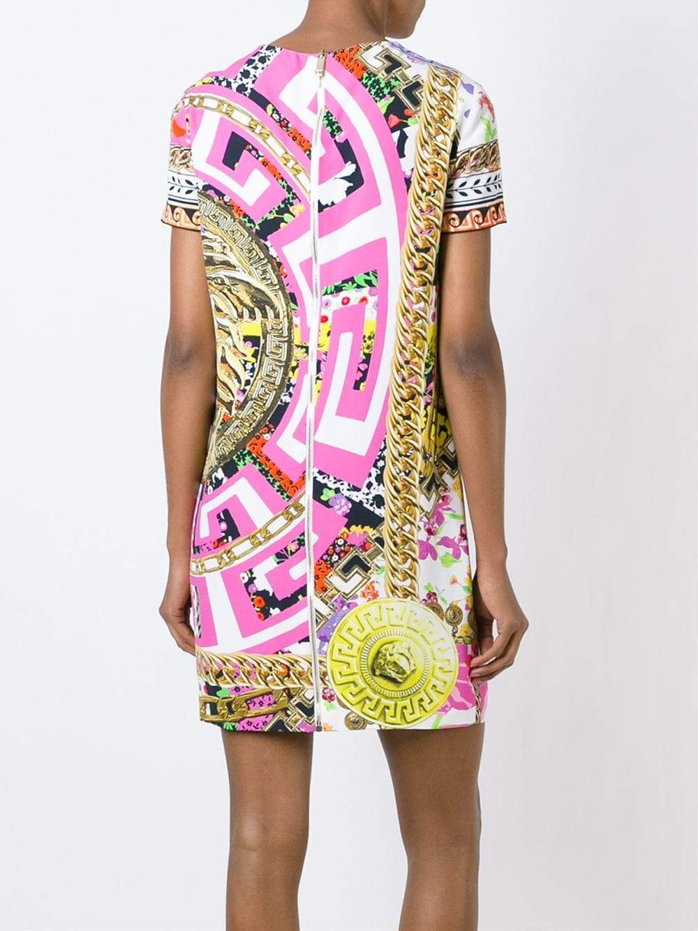 VERSACE-Printed Shift Dress-