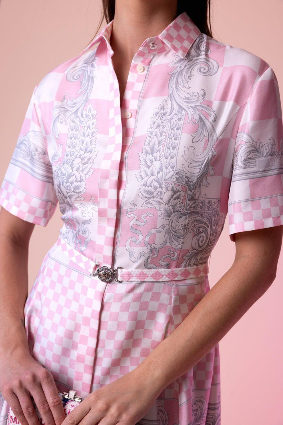 baroque shirt dress 3/4 SLEEVE BAROQUE FLORAL SHIRT DRESS