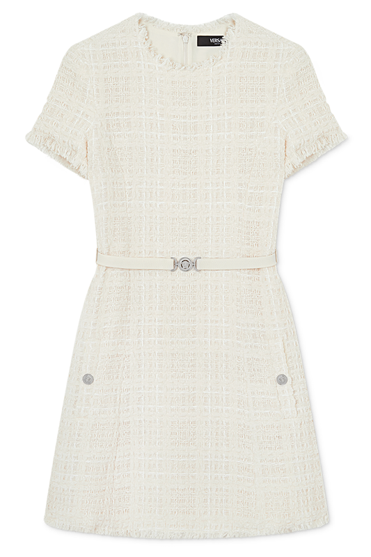 Short Sleeve Tonal Dress - White-WHITE-40-CLOTHINGDRESSCASUAL-VERSACE