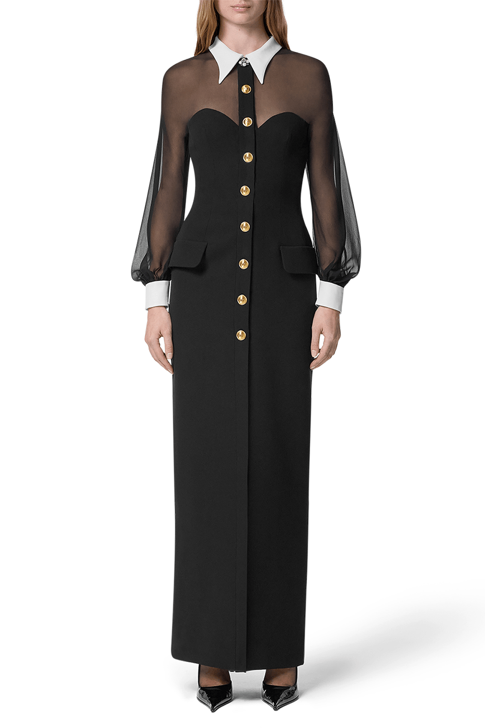 versace long sleeve cocktail dress Versace Dress With Decorative Draping At The Waist, Women's, Black