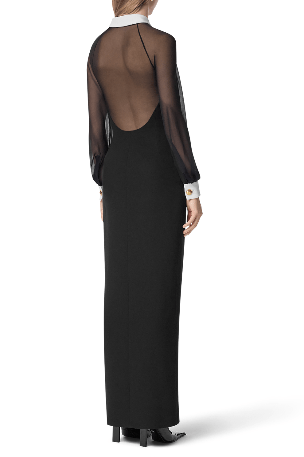 Versace Contrast-Collar Silk Cady Bustier Gown, Female, Black, 42 Versace Contrast-Collar Silk Cady Bustier Gown, Female, Black, 42