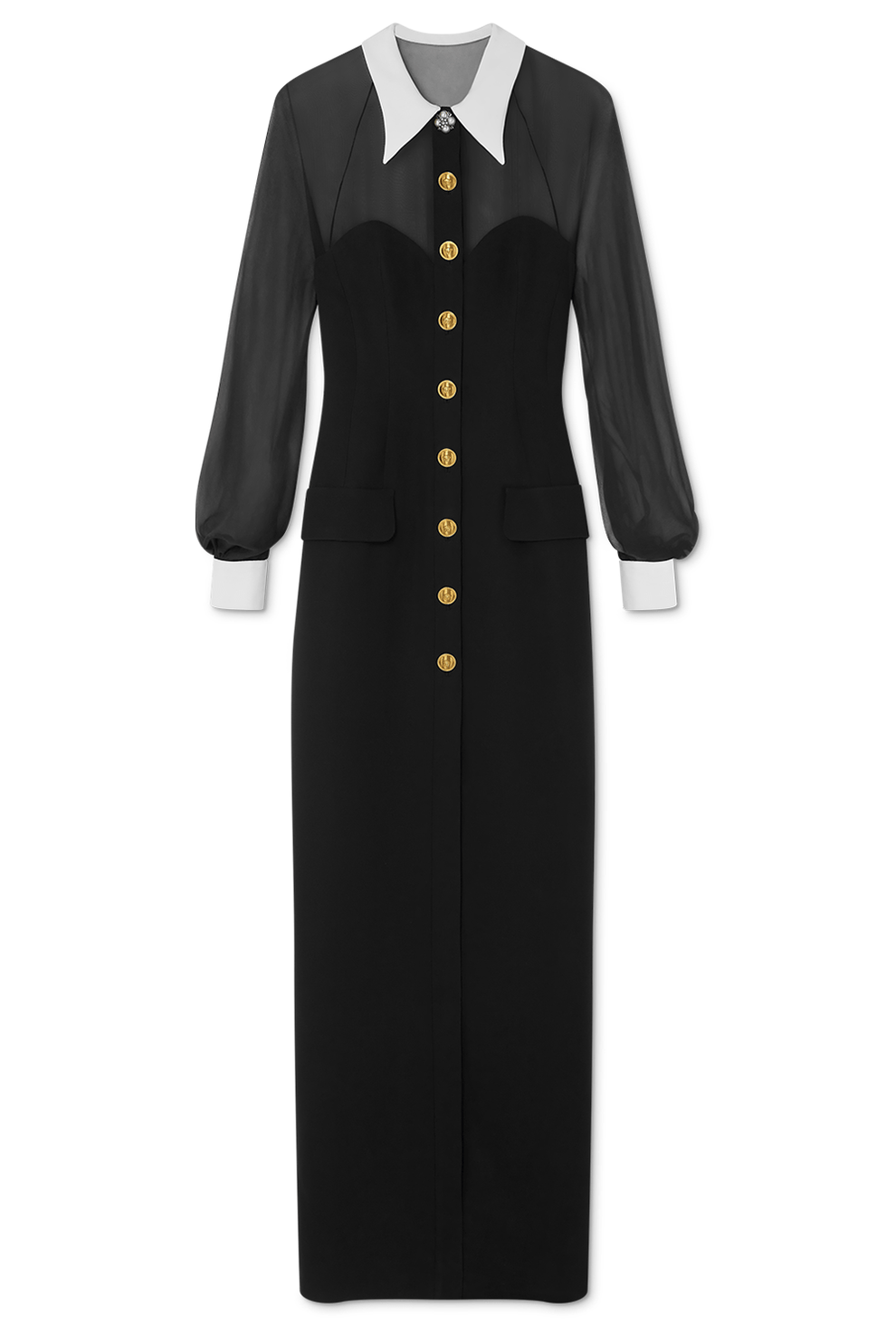 Versace Contrast-Collar Silk Cady Bustier Gown, Female, Black, 42 Versace Contrast-Collar Silk Cady Bustier Gown, Female, Black, 42