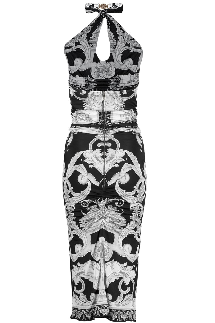 VERSACE-Halter Dress With Front Keyhole-
