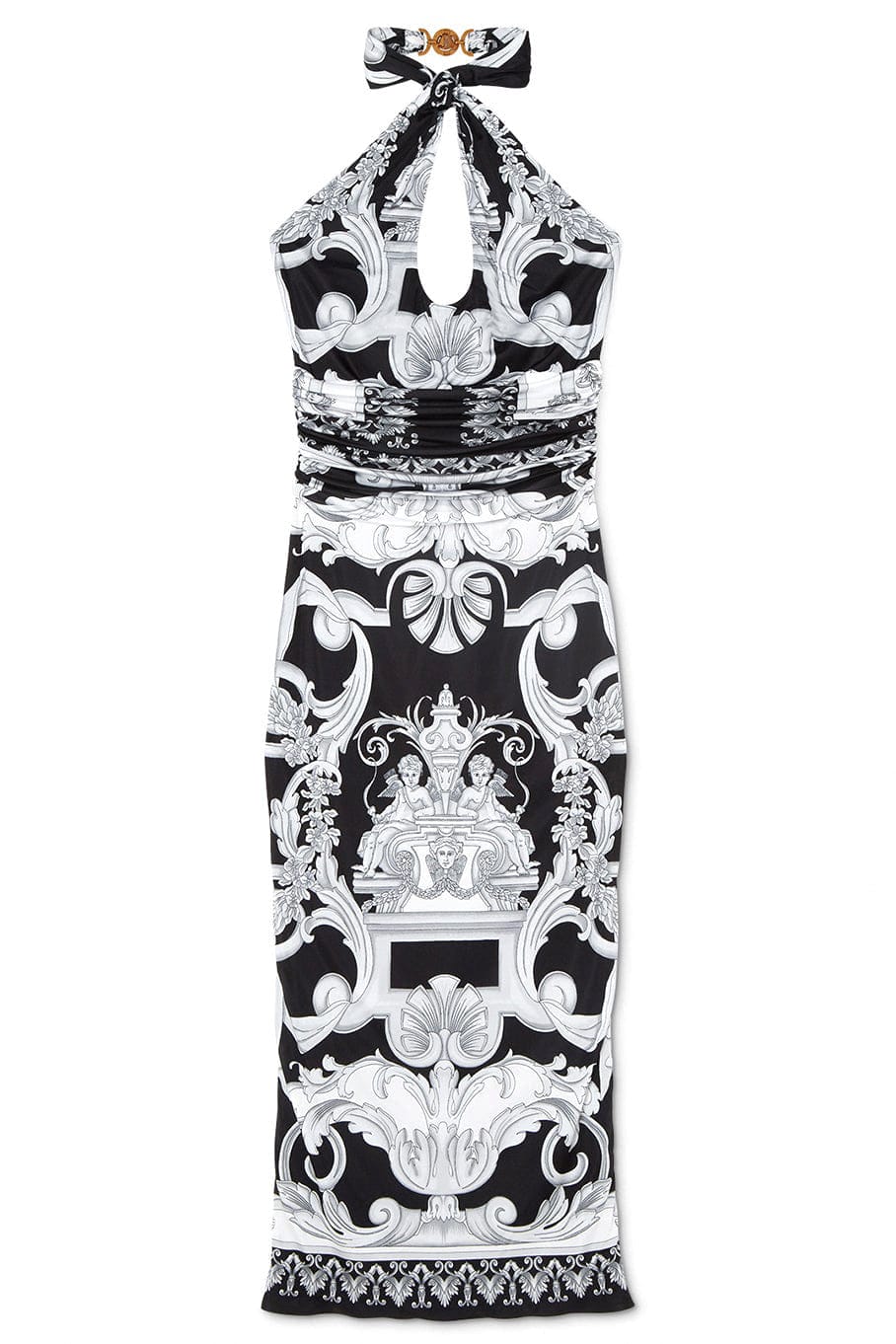 VERSACE-Halter Dress With Front Keyhole-