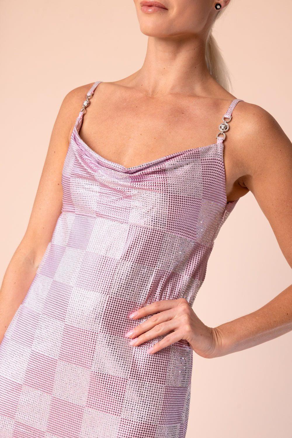 VERSACE-Cowl Neck Mini Dress-