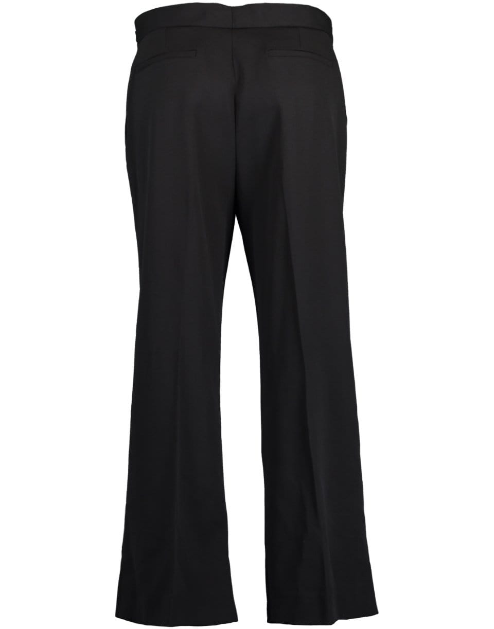 VERSACE-Black Wool Gold Pin Cropped Flared Trouser-