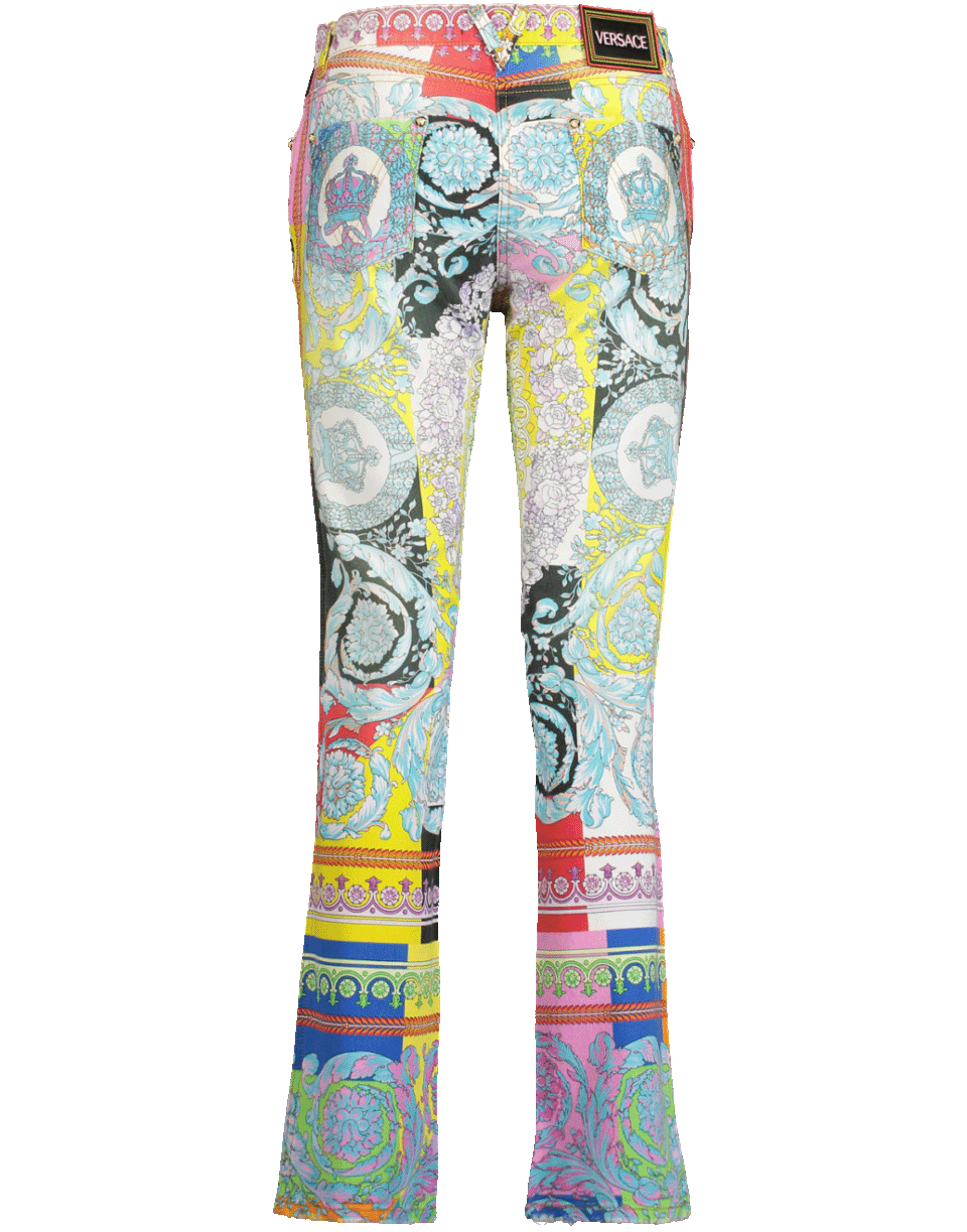 VERSACE-Hi Rise Print Pastel Jeans-