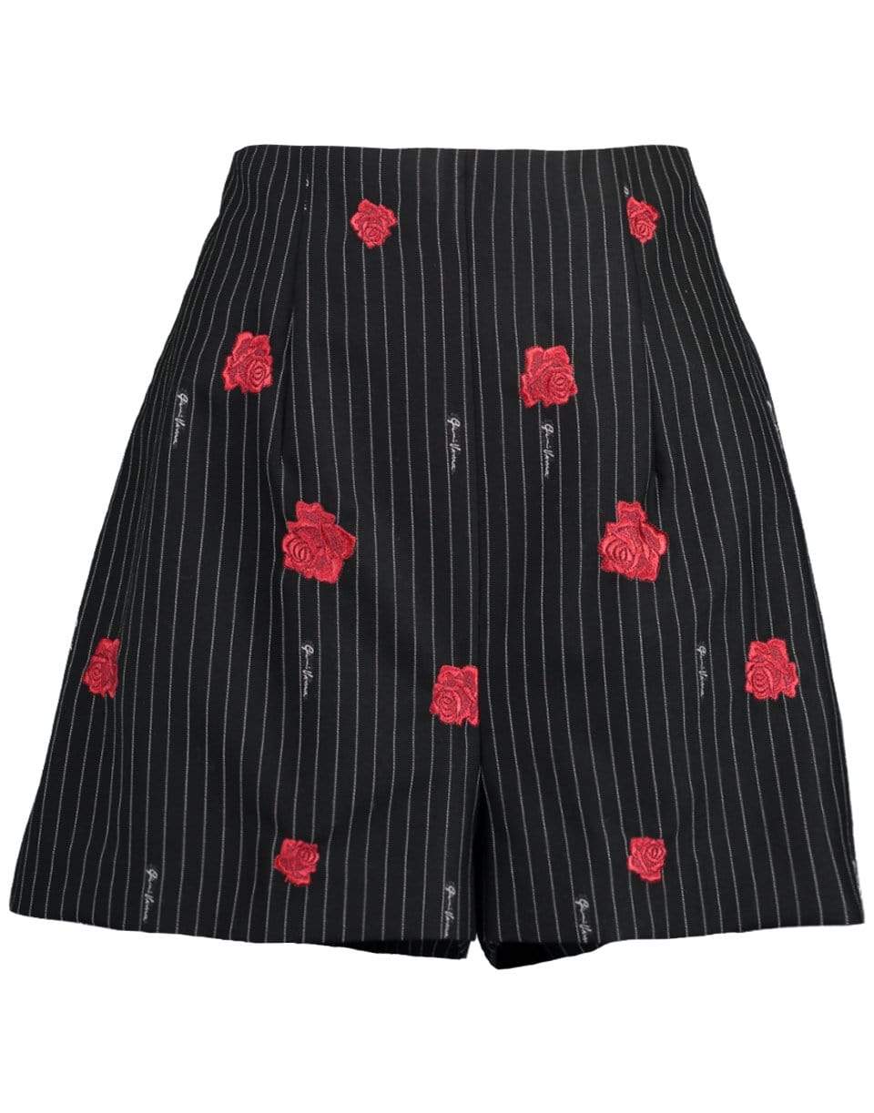 VERSACE-Rose Embroidered Shorts-WHT/BLK