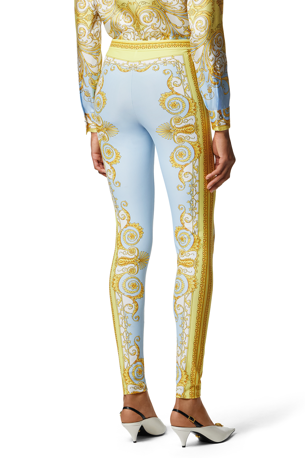 Printed Legging - Pale Yellow Blue-BLUE-38-CLOTHINGPANTSLIM FIT-VERSACE