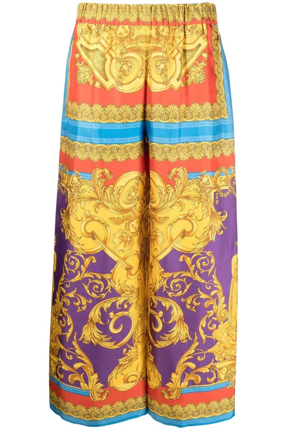 VERSACE-Printed Cropped Palazzo Pants-