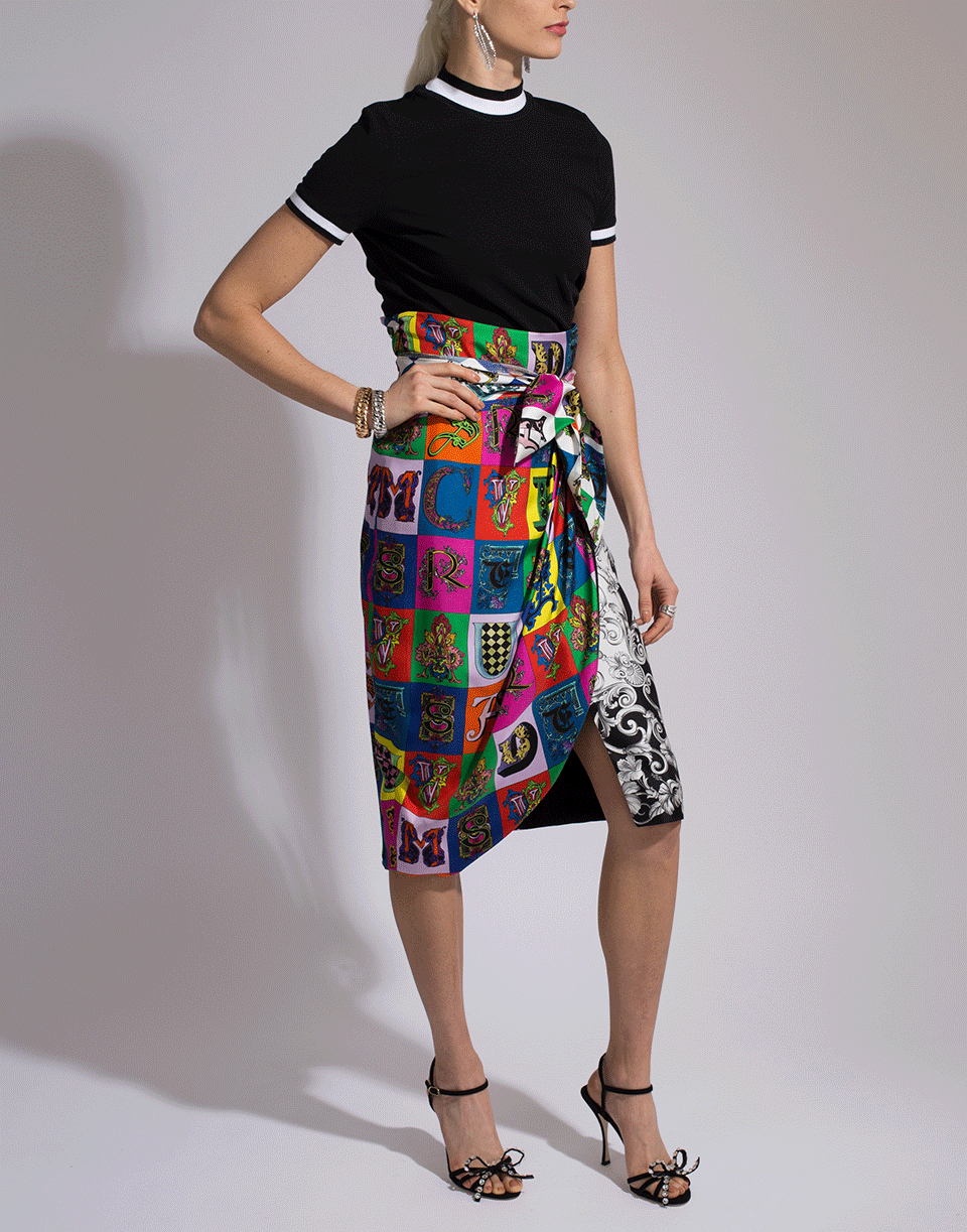 VERSACE-Lettering Print Skirt-