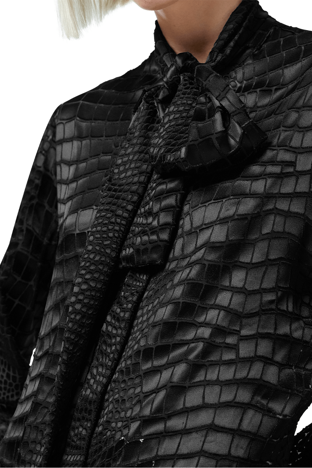 VERSACE-Devoré Scarf-Tie Blouse-