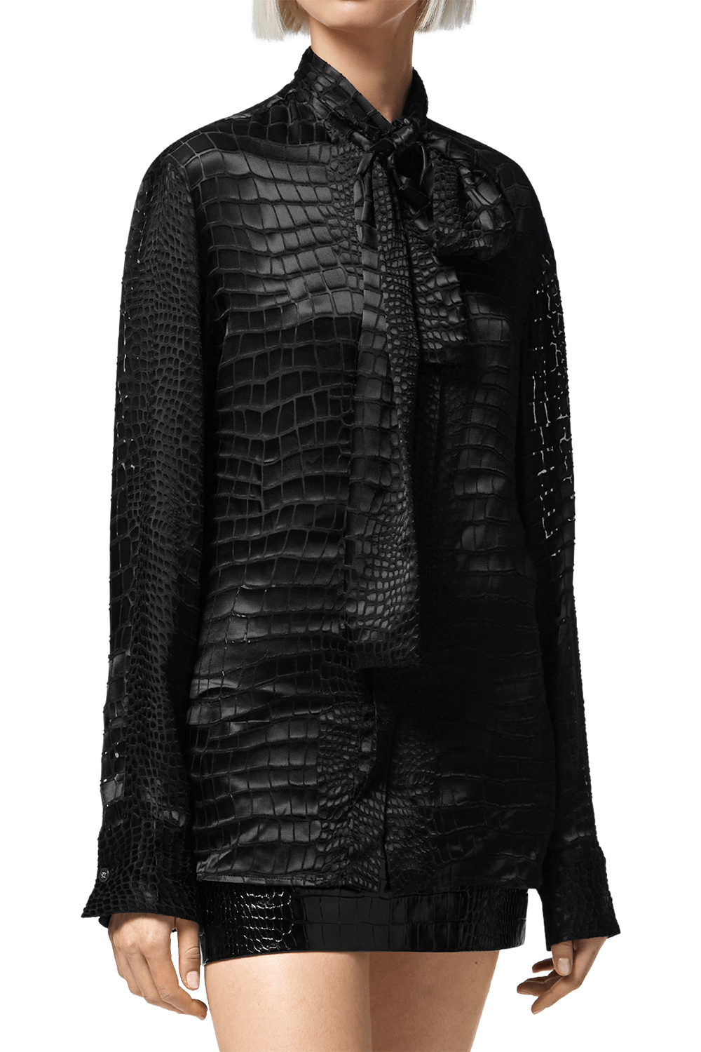 VERSACE-Devoré Scarf-Tie Blouse-