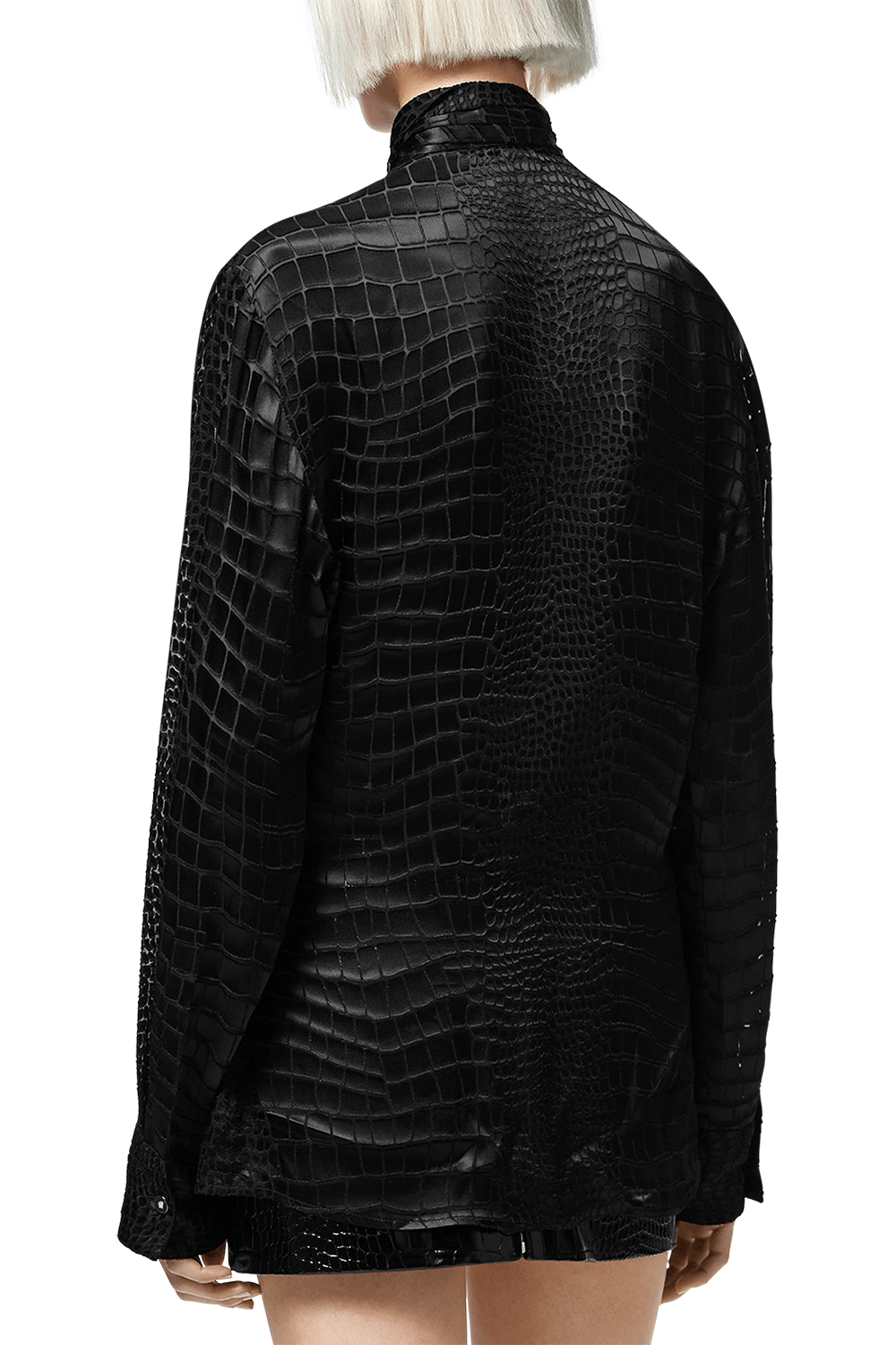VERSACE-Devoré Scarf-Tie Blouse-
