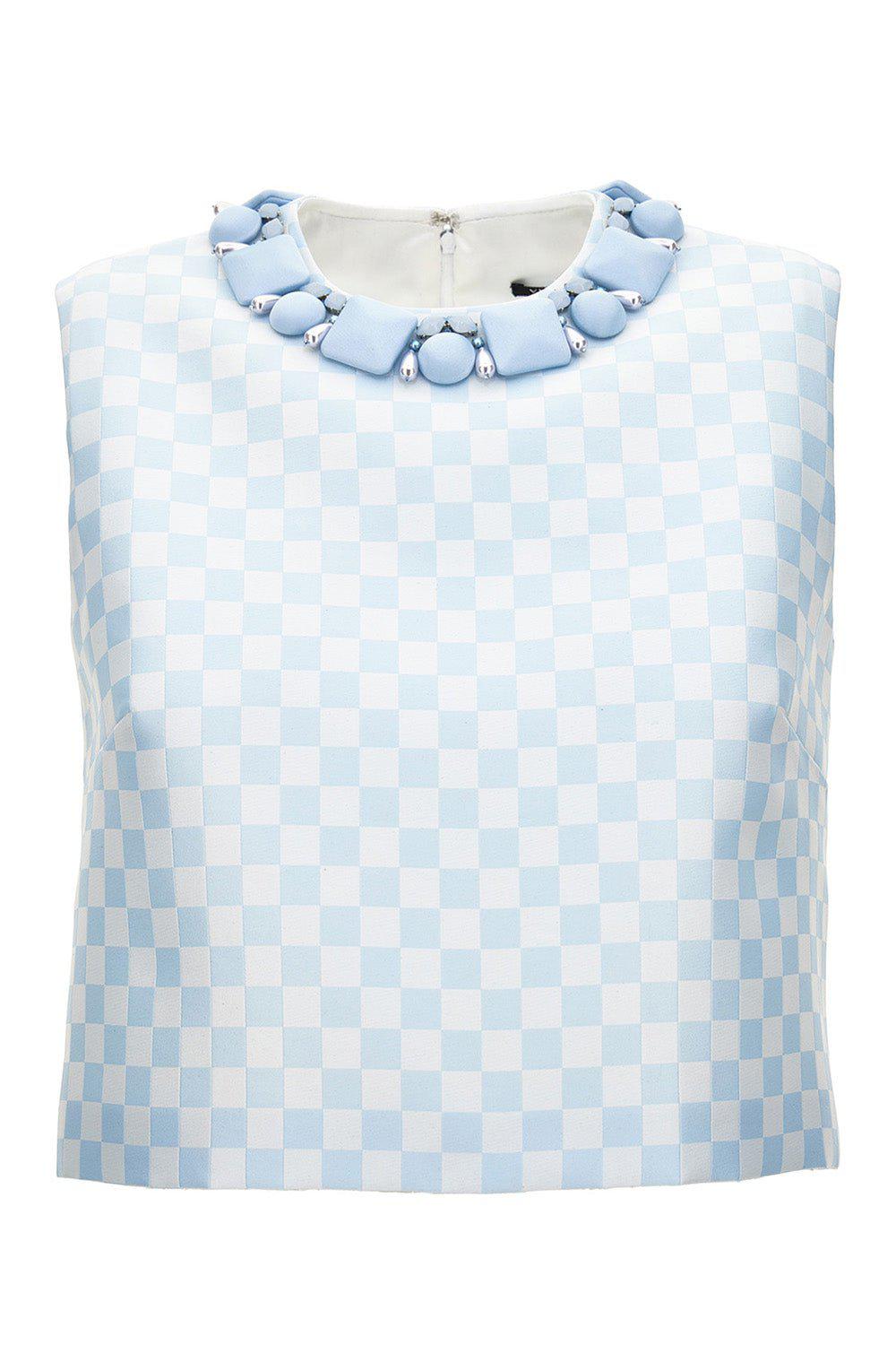 VERSACE-Contrasto Embroidered Top-