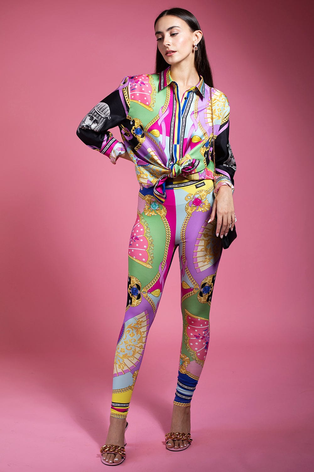 VERSACE-Long Sleeve Button Down Blouse-