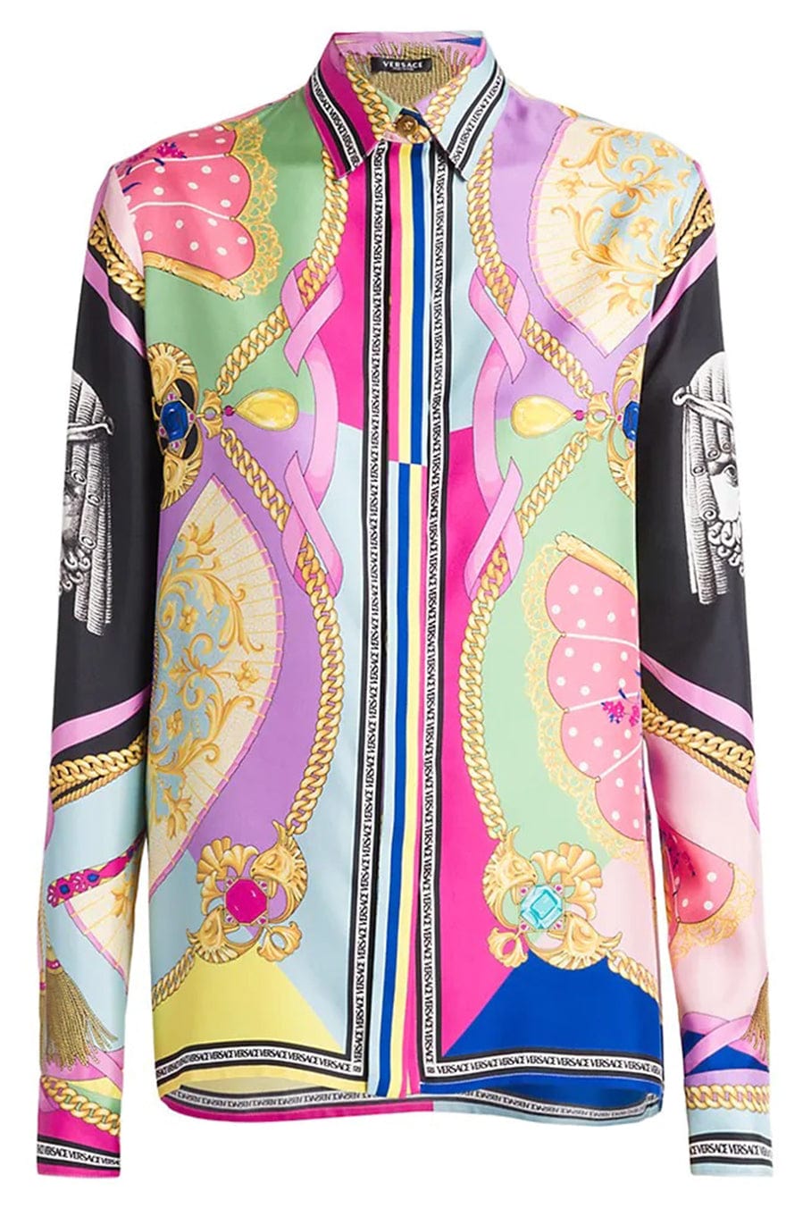 VERSACE-Long Sleeve Button Down Blouse-