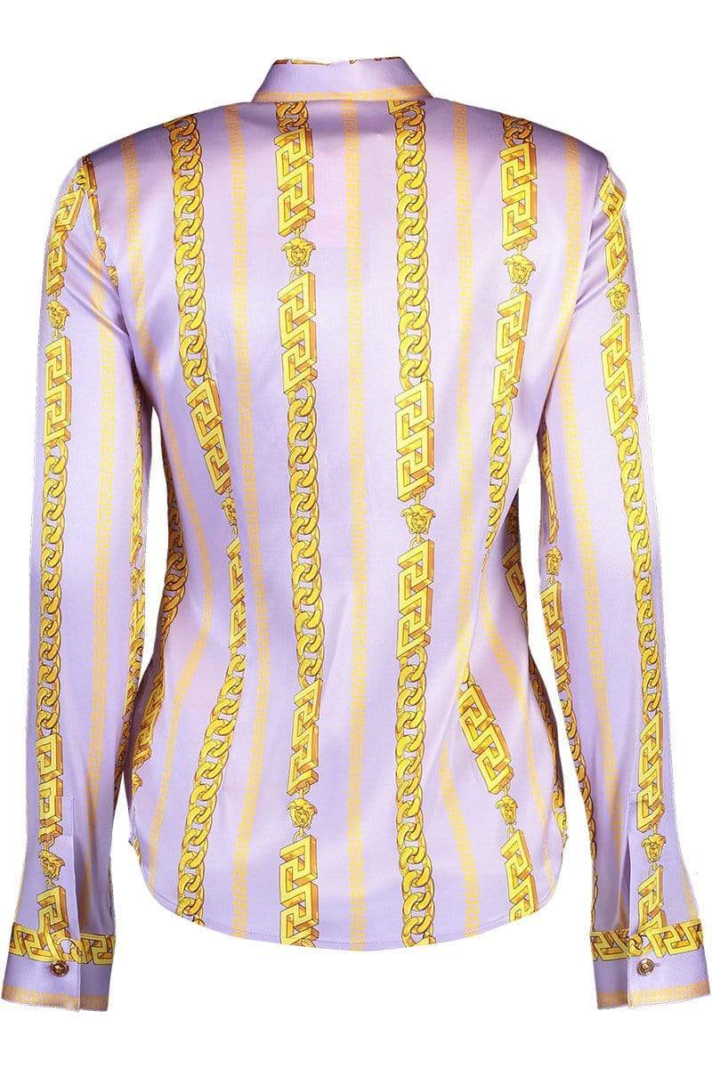 VERSACE-Long Sleeve Chain Print Button Down-