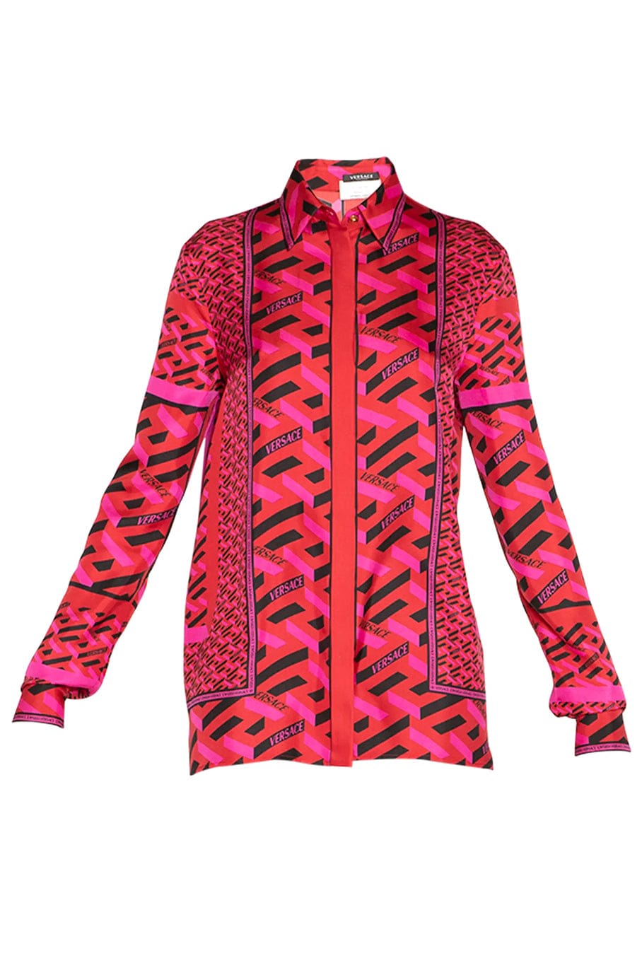 VERSACE-Long Sleeve Printed Button Down-