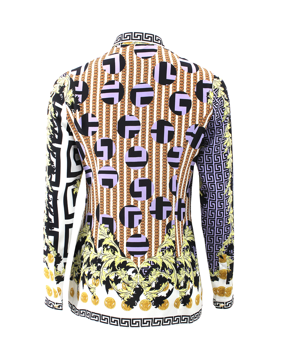 VERSACE-Flag Print Silk Blouse-