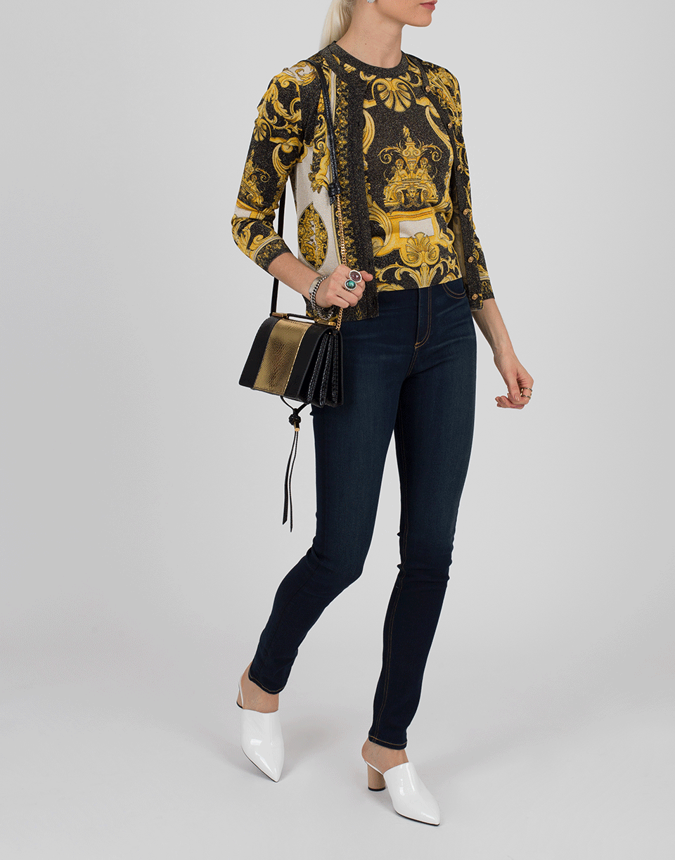 VERSACE-Lurex Knit Cardigan-