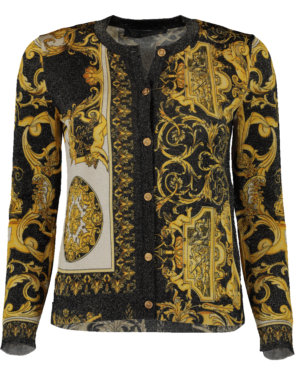 VERSACE-Lurex Knit Cardigan-
