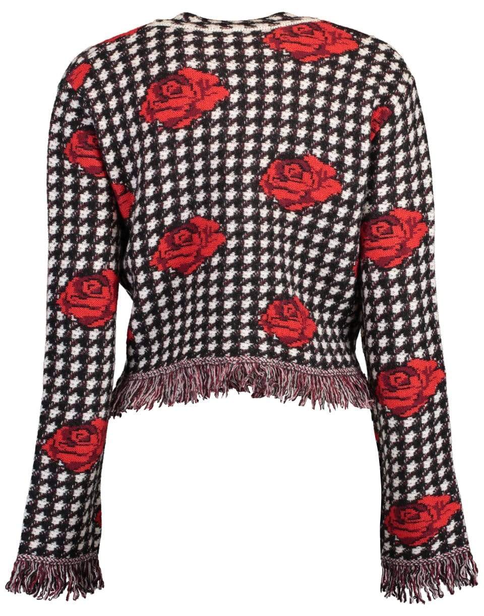 VERSACE-Embroidered Roses Wool Cardigan-