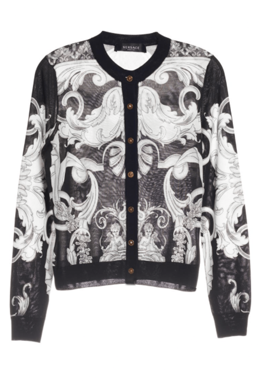 VERSACE-Printed Cardigan-