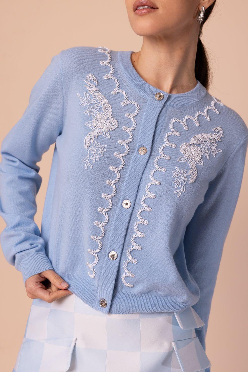 VERSACE-Embroidered Knit Sweater-