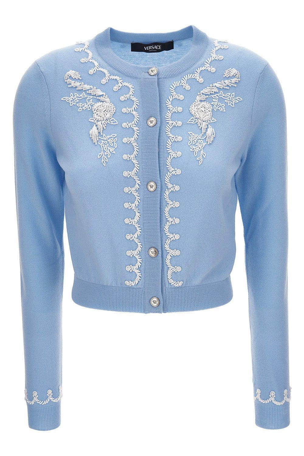 VERSACE-Embroidered Knit Sweater-