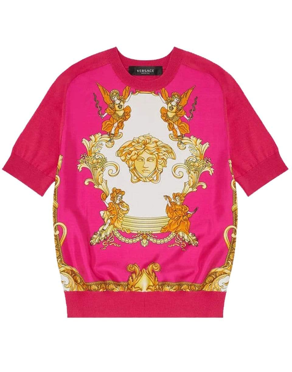 VERSACE-Medusa Renaissance Print Insert Sweater-FUX/ORO