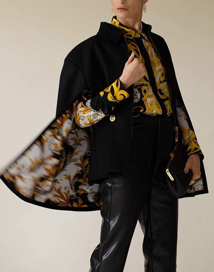 VERSACE-Baroque Print Lined Fitted Cape-